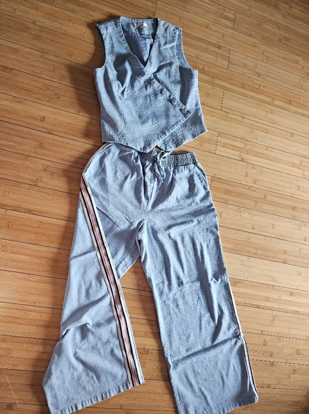 Ovi Light Denim Set with Side Stripe